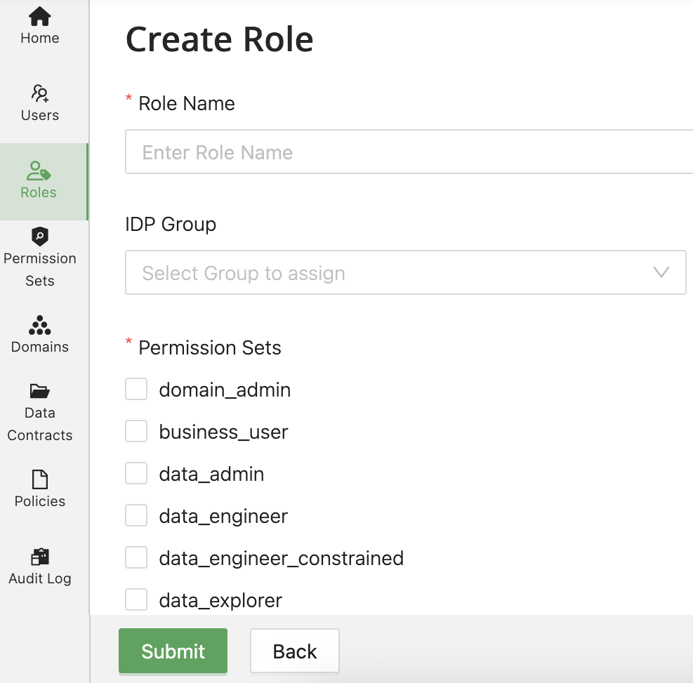 Create Role Interface