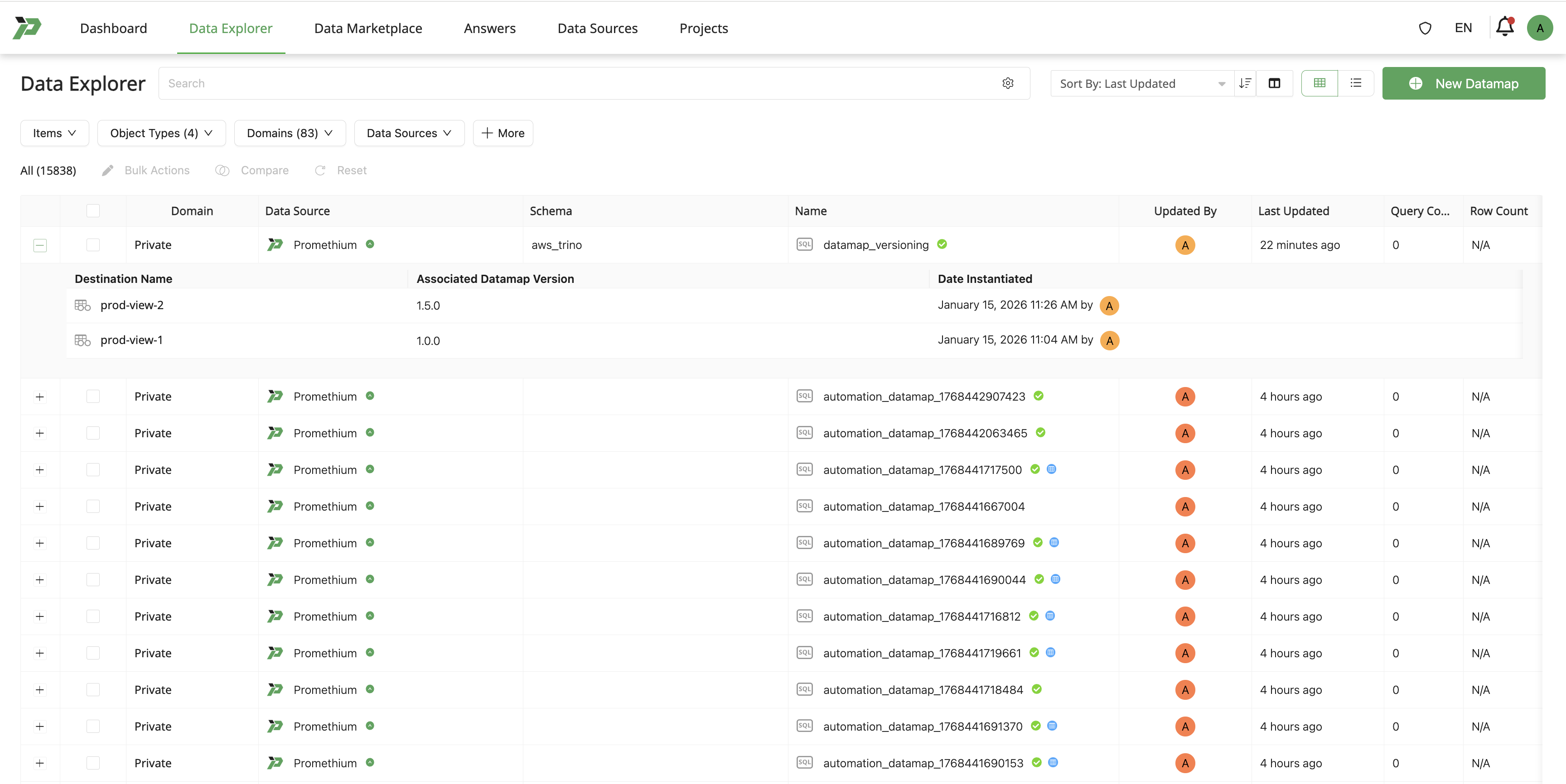 Data Explorer Versions