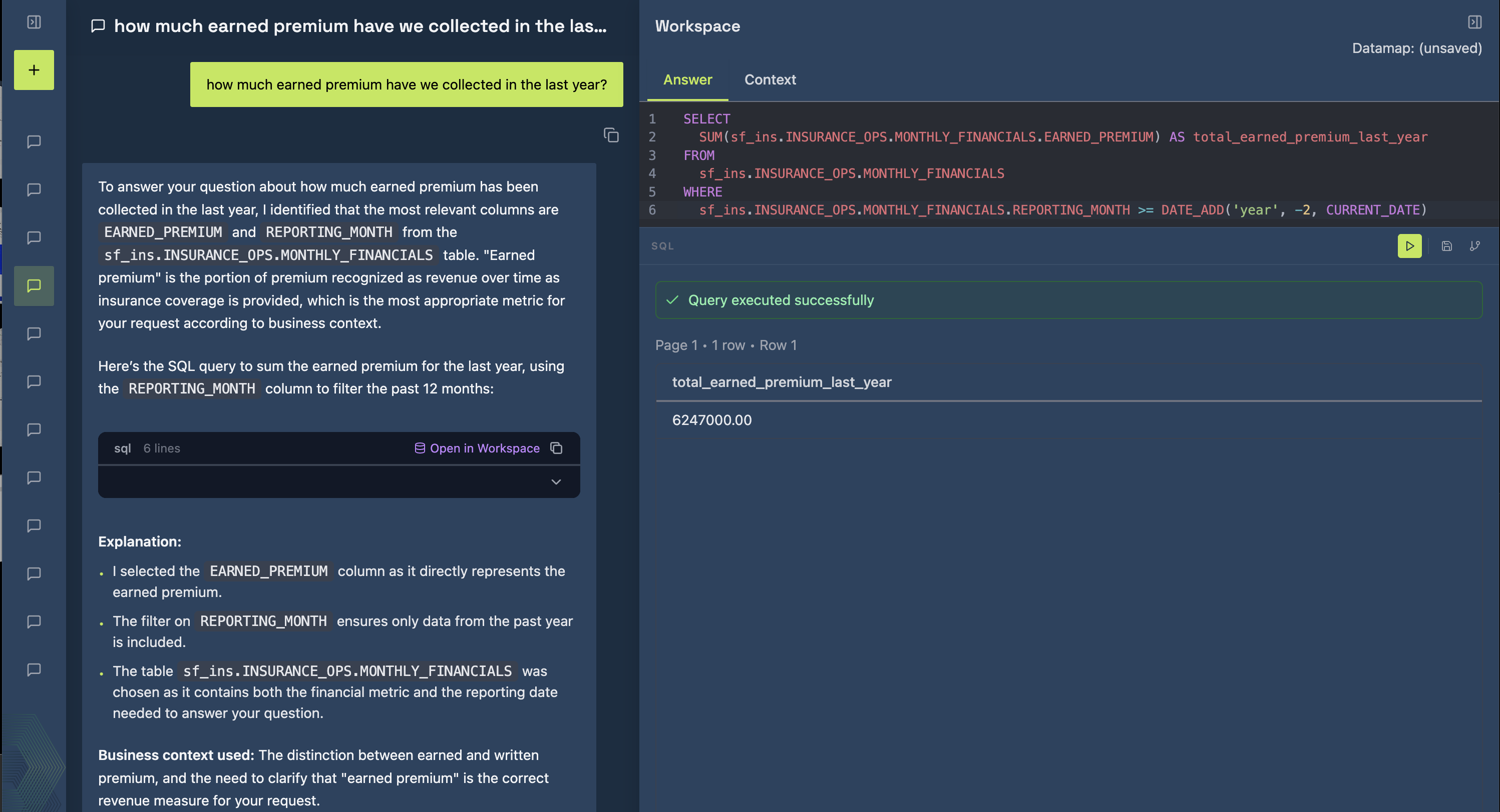 Mantra generated SQL